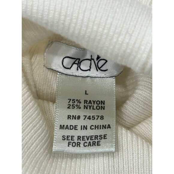 Vintage Cache Turtleneck Pullover Sweater White Size Large Rayon Knit Cozy - Picture 5 of 9